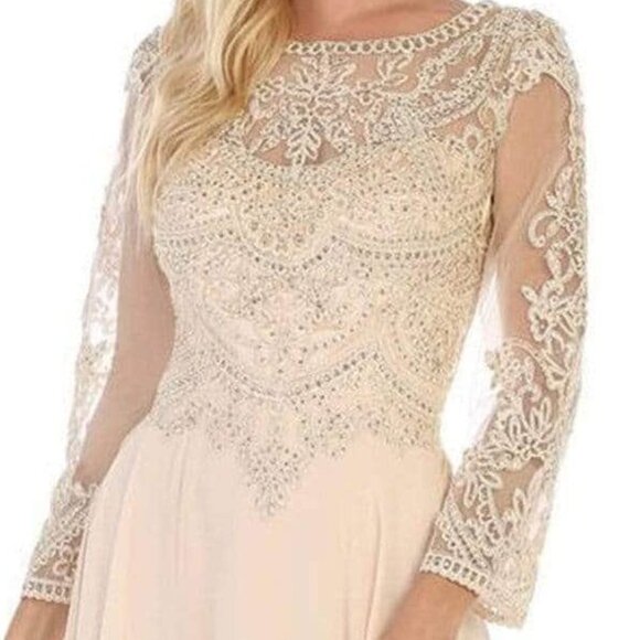 NWT May Queen MQ1615B Sheer Mother of the Bride Champagne Size 6XL - Picture 2 of 9